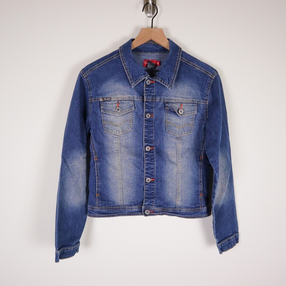 Southpole Jean Jacket Y2K Cropped Denim Women's Medium‎ 18.5x21